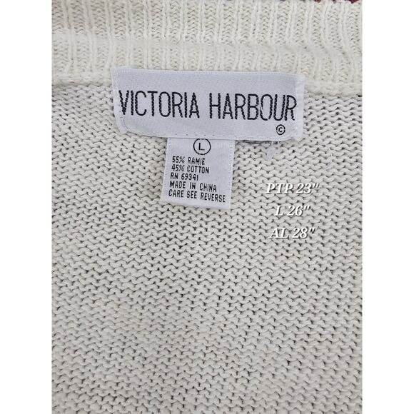 Vintage 1990s Victoria Harbour White Beaded Cardigan - Picture 5 of 7